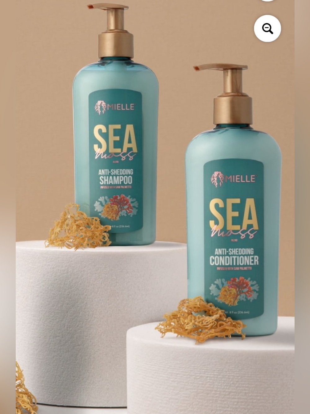 Mielle Sea moss anti-shedding infused w/saw palmetto shampoo/conditioner 8 oz ea